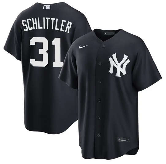 Men's New York Yankees #31 Cam Schlittler Navy 2026 Alternate Stitched Baseball Jersey Men's New York Yankees #31 Cam Schlittler Navy 2026 Alternate Stitched Baseball Jersey